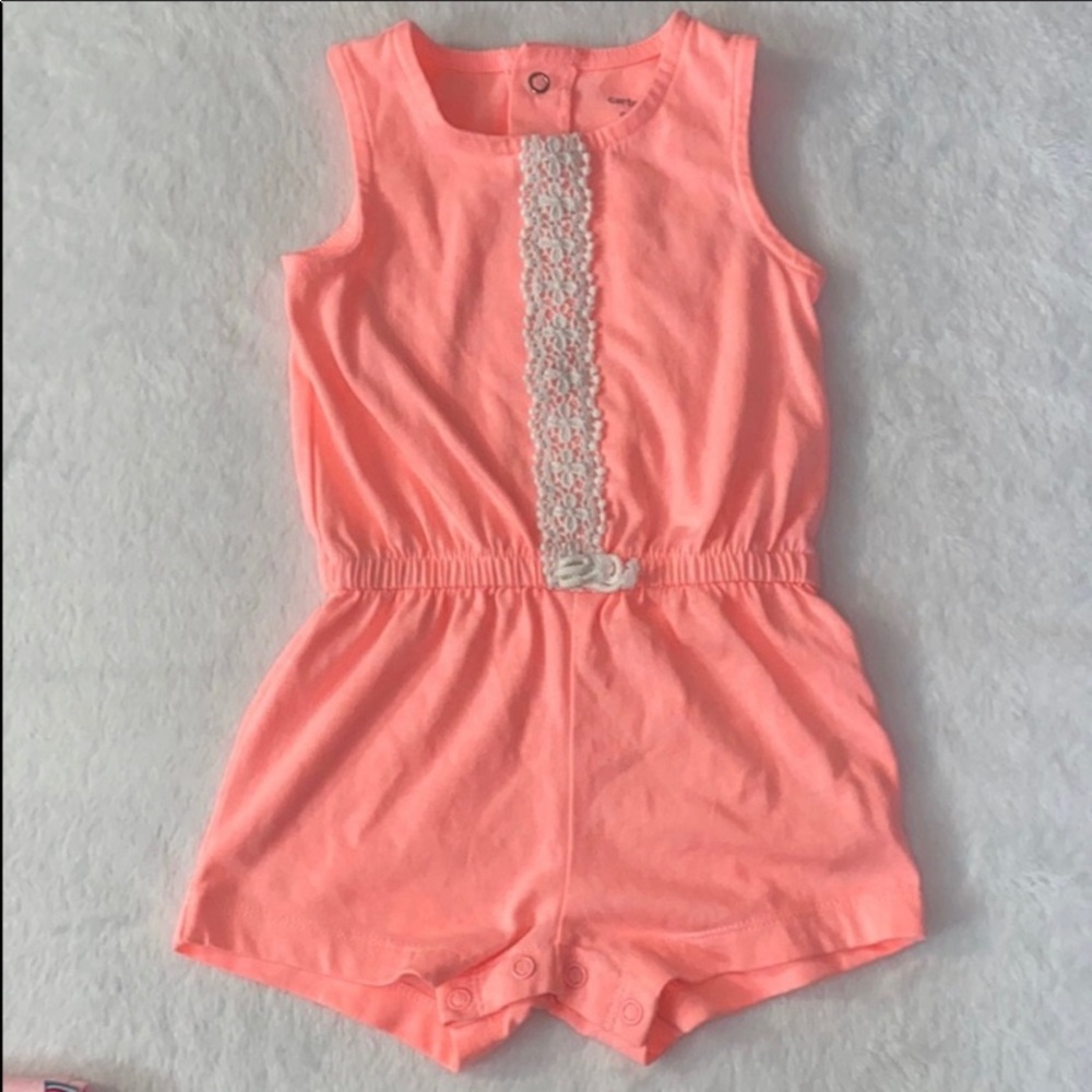‼️6 For $20‼️ Coral with Lace Detail Romper 9M